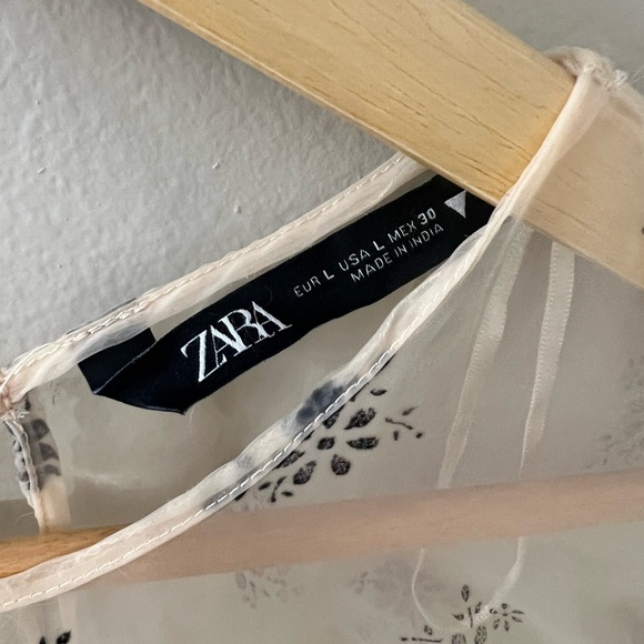 Zara Sheer Floral Blouse - Black and Cream - Picture 6 of 11